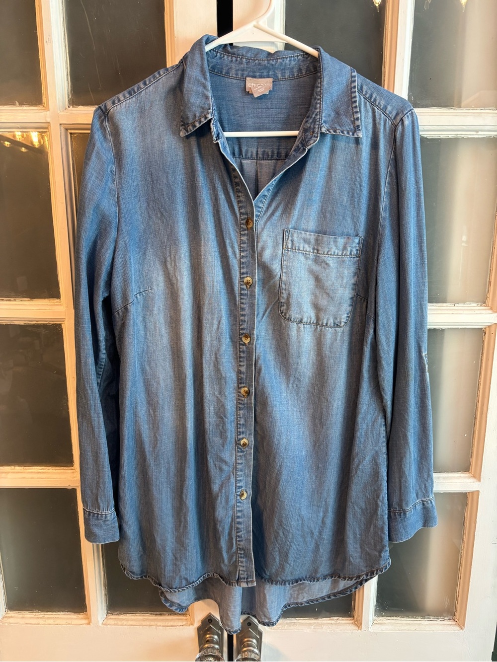 Chico's Medium Blue Denim-Look Button Shirt